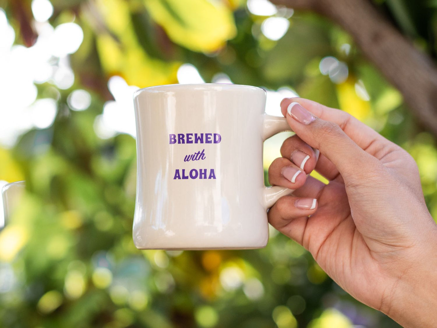 
                  
                    Ube Diner Mug with "Brewed with Aloha" design
                  
                